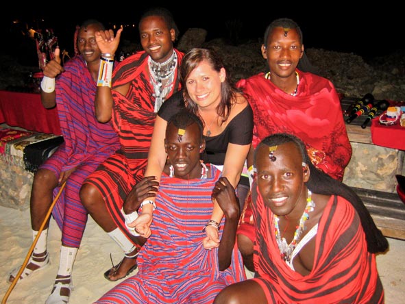 Emma Harrop - enjoying a seafood barbeque with the locals at Gemma Dell Est in Zanzibar 